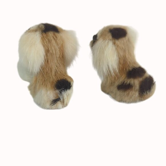 Vintage Faux Fur Raccoon Figurines With Big Blue Eyes - Set Of 2, 2 Inches Tall - Picture 3 of 4